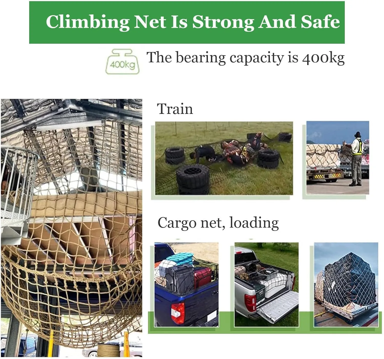 Climbing Net Kids Playground Play Safety Net Outdoor Heavy Duty Climbing Cargo Net Rope Ladder for Treehouse Stair Balcony Railing Protection Net,6.6x16.5ft