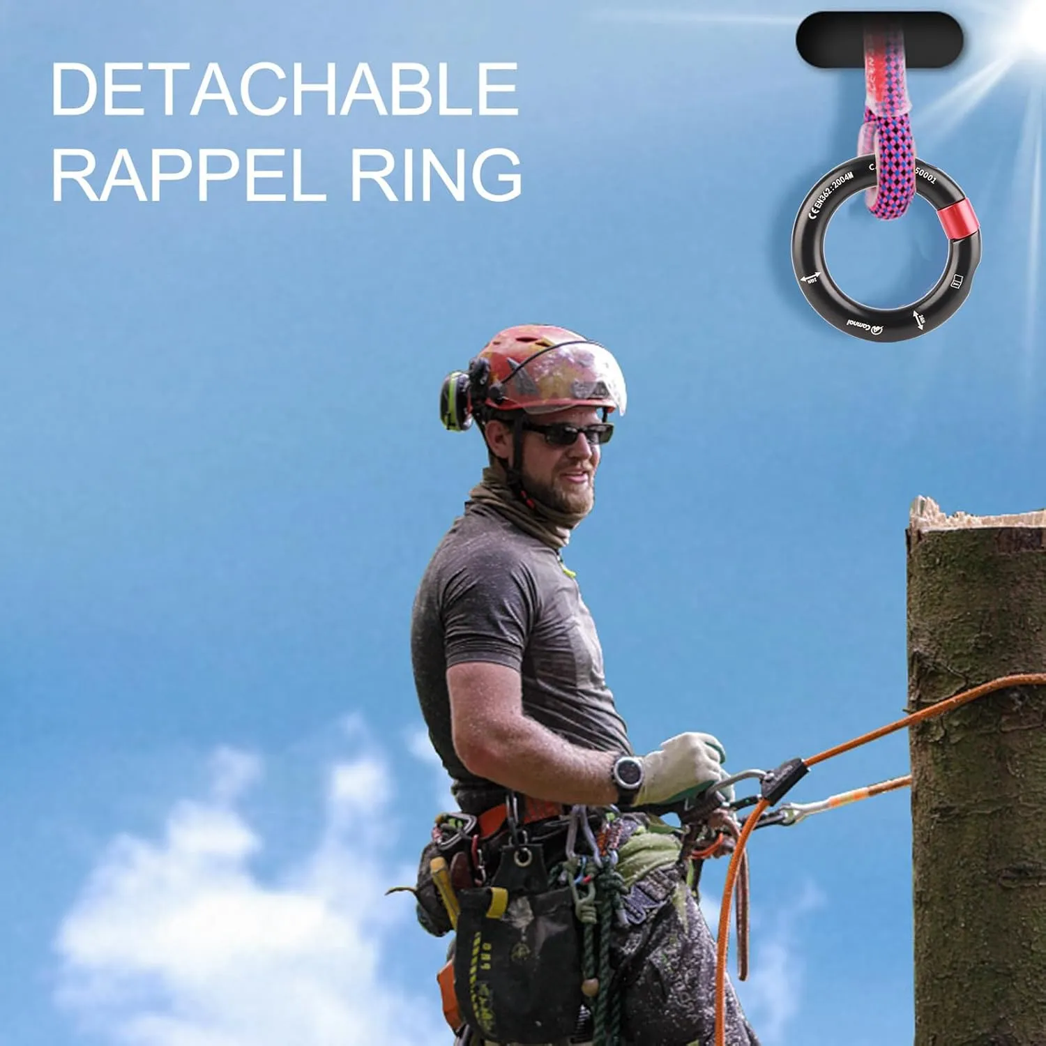 Climbing Rappel Rings, 12mm Opening Detachable Climbing Connector Belay for Rock Climbing Arborist Rescue Connection Point