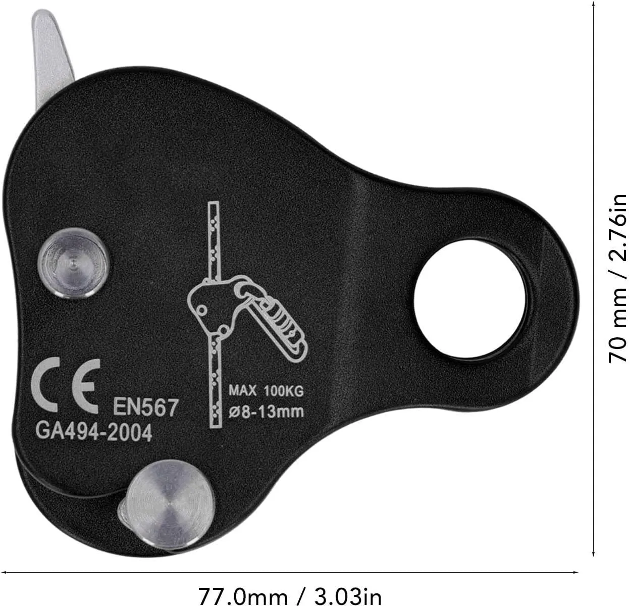 Climbing Rope Grab, Aluminum Alloy Climbing Rope Grip Clamp Self Locking Climbing Ascender for Outdoor Climbing Mountaineering