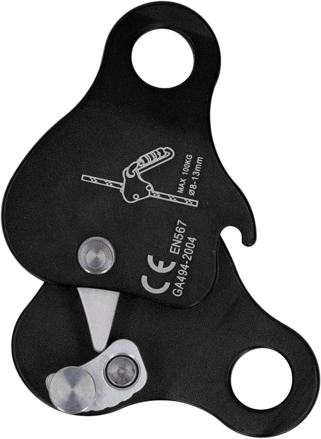 Climbing Rope Grab, Aluminum Alloy Climbing Rope Grip Clamp Self Locking Climbing Ascender for Outdoor Climbing Mountaineering