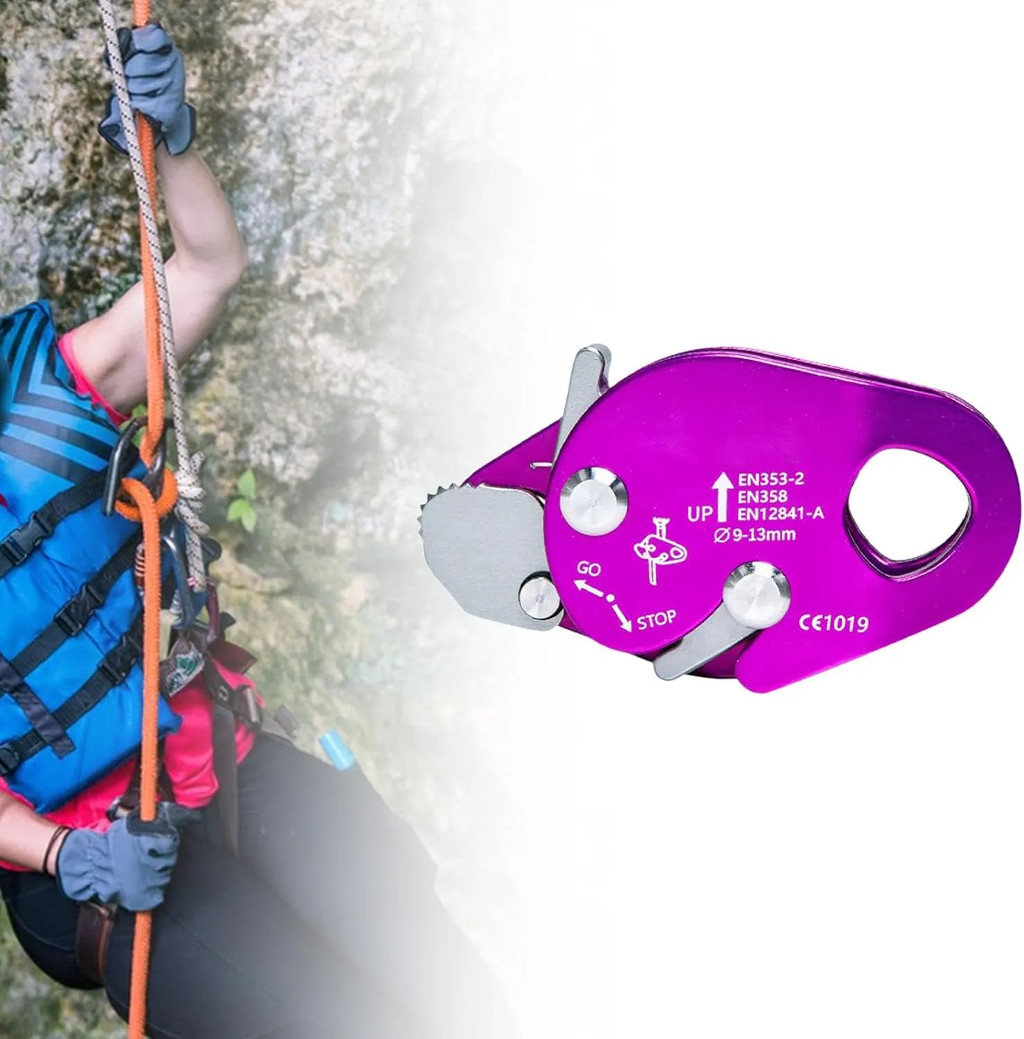 Climbing Rope Grab Falling Arrester Rope Gear Adjuster Protection for Tree Arborist Rocking Rappelling Outward Bound Training