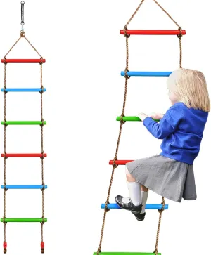 Climbing Rope Ladder for Kids, 6.6Ft Swing Rope Ladder Obstacle Course for Indoor PlaySet and Outdoor Tree House, Playground Swing Set and SlacklineLadder