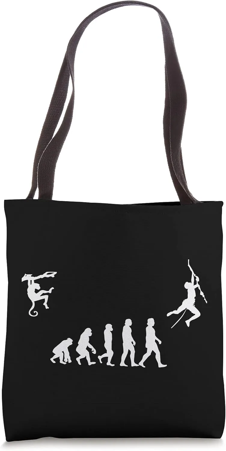 Climbing Shirt, Evolution of Climbing, Bouldering Tote Bag