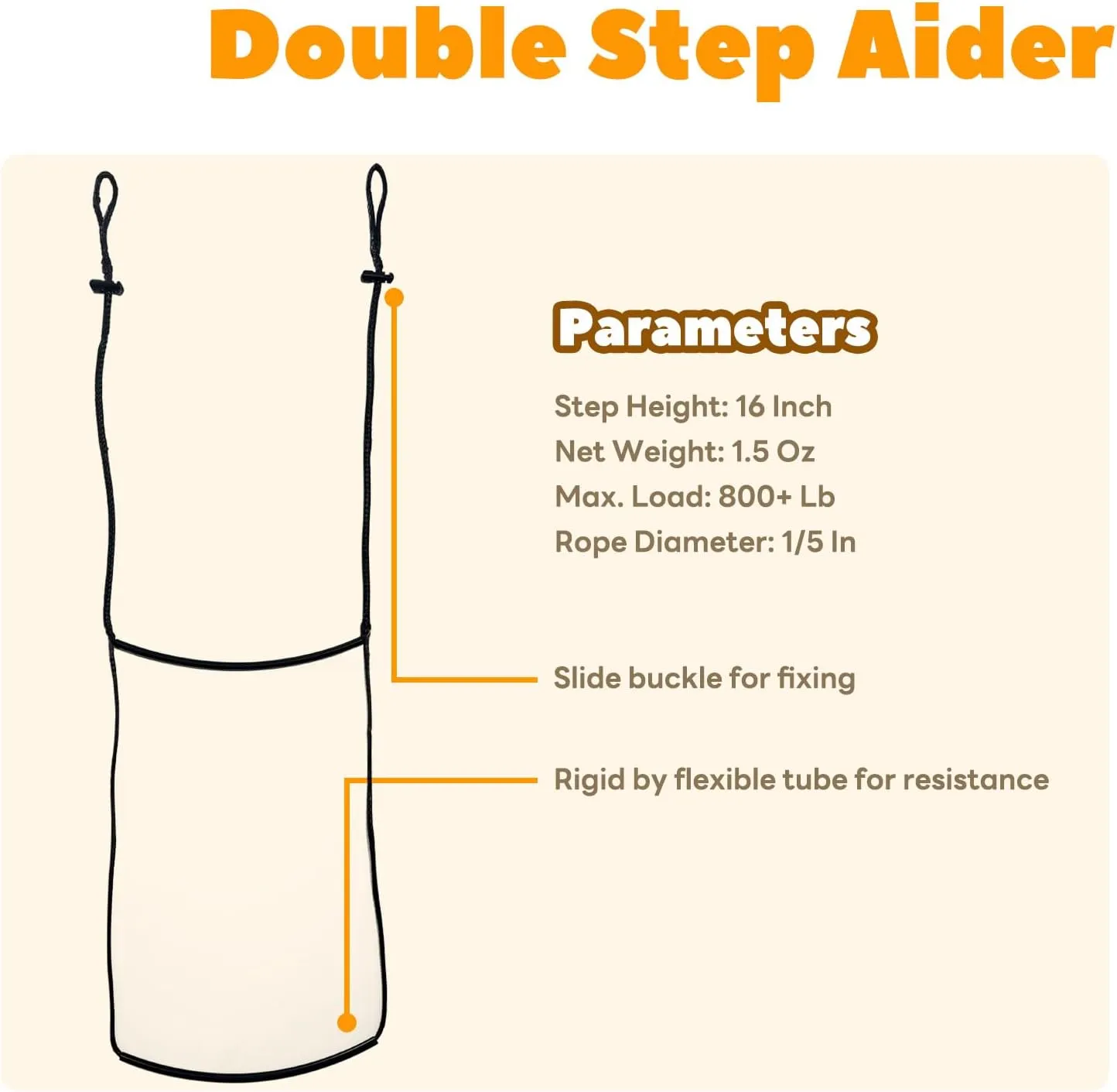 Climbing Stick Aider for Hunting, Daisy Chain Single/Double Step Aider, Hand-Braided Lightweight Rope Ladder Tree Stand Step