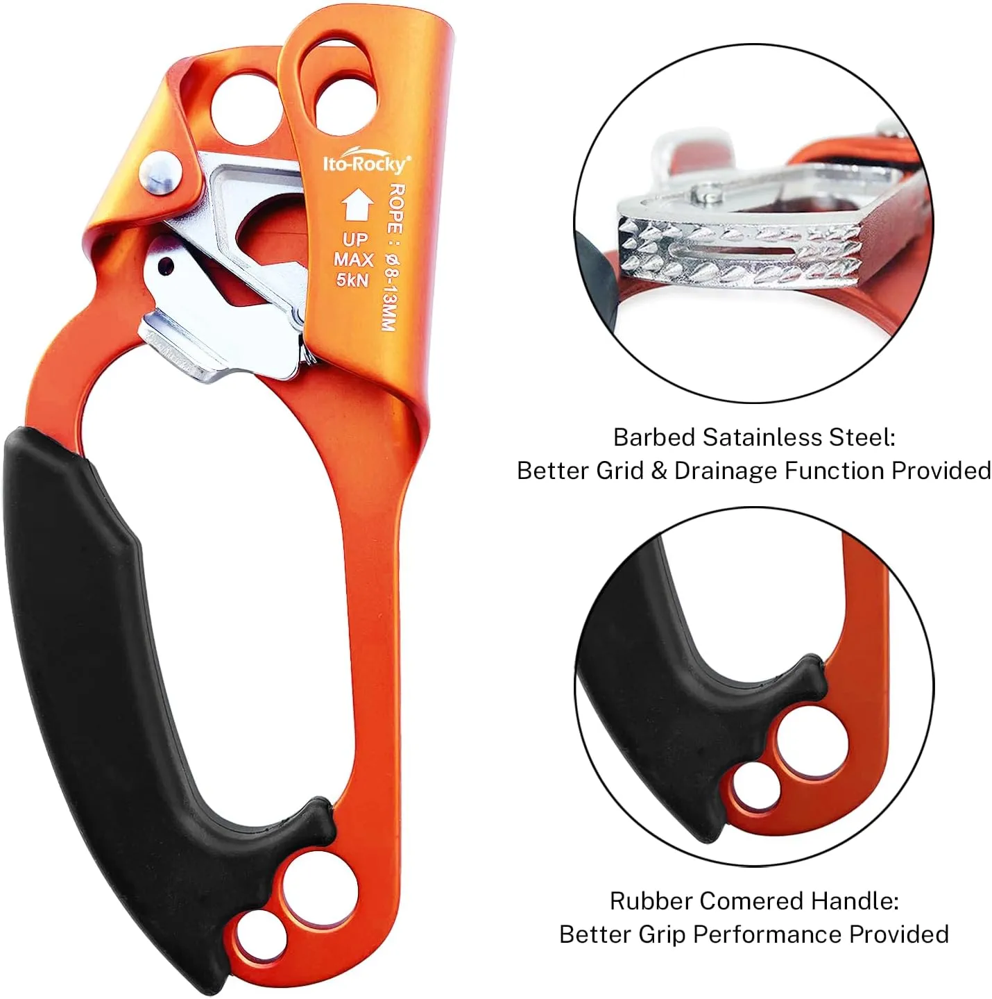 Climbing Stop Descender Rappelling Anti-Panic Belay Devices for 9-12mm Rope Rescue Equipment Hand Controls Desingned