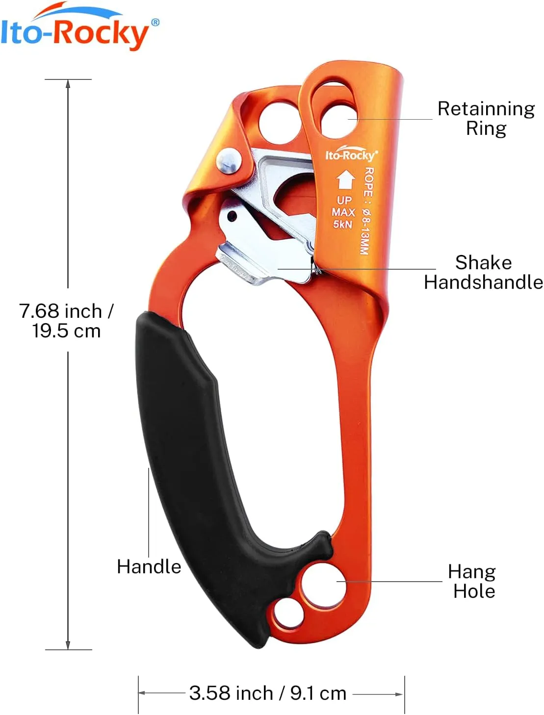 Climbing Stop Descender Rappelling Anti-Panic Belay Devices for 9-12mm Rope Rescue Equipment Hand Controls Desingned