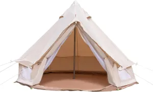 CNCEST Bell Tent,Polyester Cotton Bell Tent for 4 Season Family Camping with Carrying Bag,Waterproof Luxury Glamping Tent All Year Living,for Hunting,Camping,Hiking