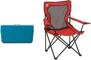 Coleman Chiller Series 48qt Cooler and Coleman Broadband Mesh Quad Camping Chair
