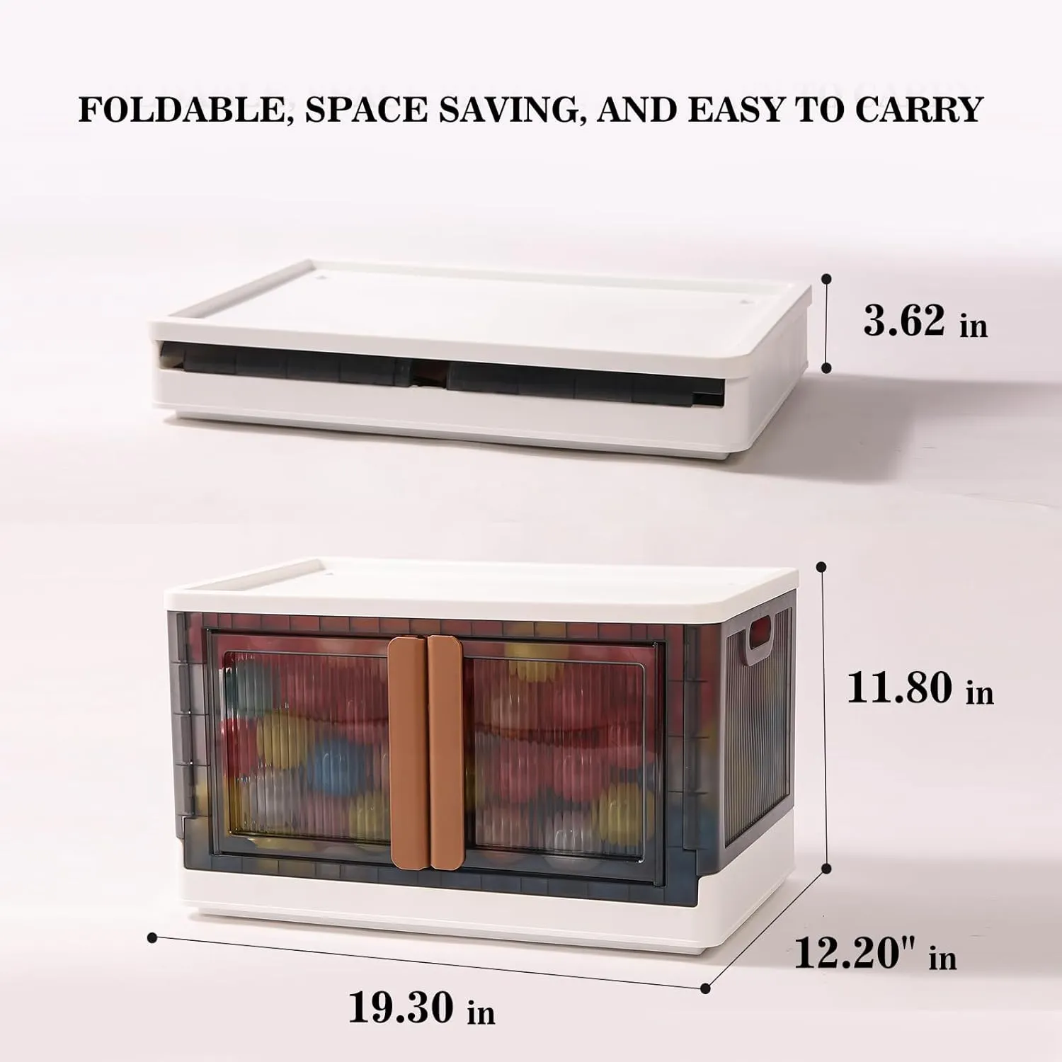 Collapsible Clothes Storage with Wheels can be Freely Stacked, Stackable Bins with Lid and Door for Toy, Seasonal Clothes, Keepsakes, Decorations, Shoes，Food Items.(8.5 Gal 4Pack)