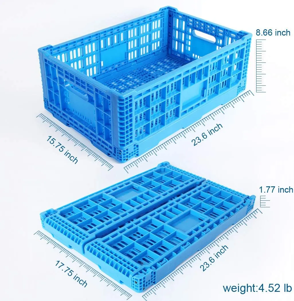 Collapsible Storage Bin Containe， 52 Liter Transfer box,crate Transit storage of various items (23.6" L x 15.7" W x 8.6" H-two)