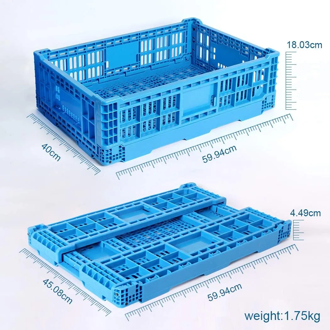Collapsible Storage Bin Containe，43 Liter Transfer box,crate Transit storage of various items (23.6" L x 15.7" W x 7.1" H)