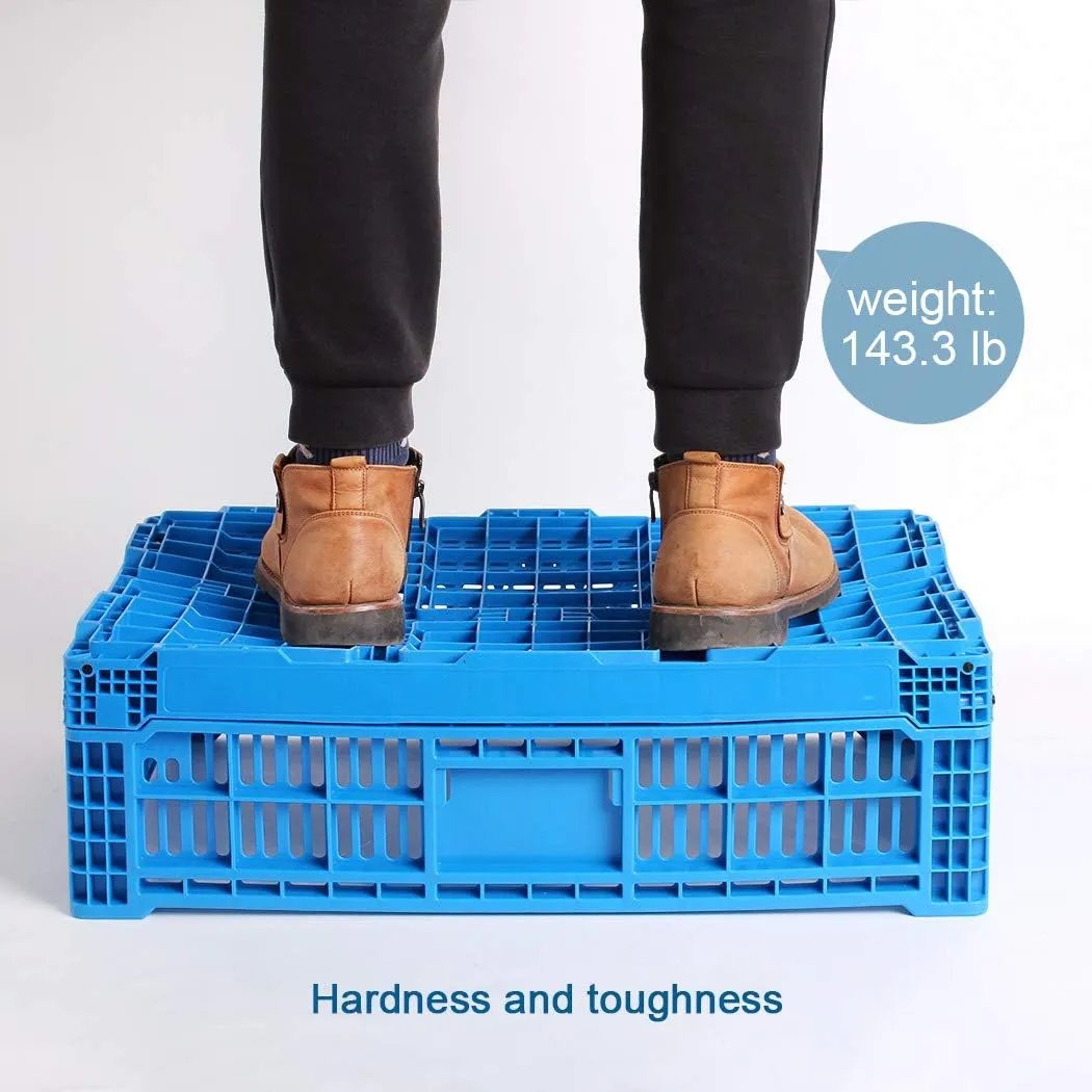 Collapsible Storage Bin Containe，43 Liter Transfer box,crate Transit storage of various items (23.6" L x 15.7" W x 7.1" H)