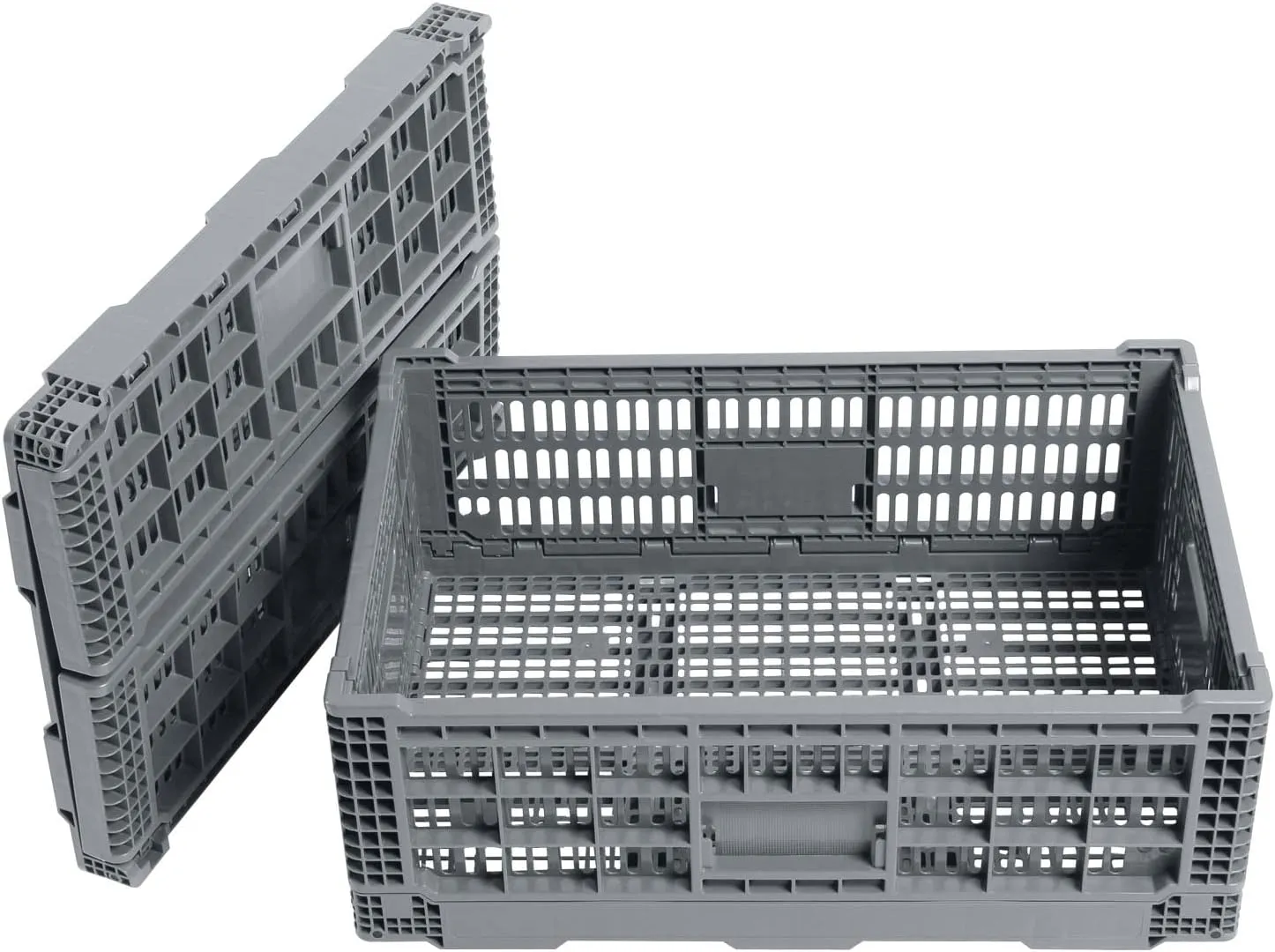 Collapsible Storage Bin/Containe， Transfer box,crate Transit storage of various items (Gray 23.6" L x 15.7" W x 8.6" H)