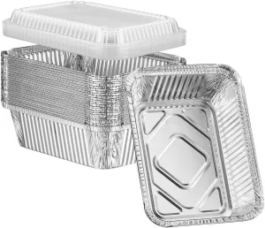 Comfy Package [25 Count 5 lb capacity, Disposable Aluminum Foil Pans with Lids, 6x9 Disposable Takeout Pans with Clear Plastic Dome Lids, Great For Baking, Cooking, Storage, and Freezing