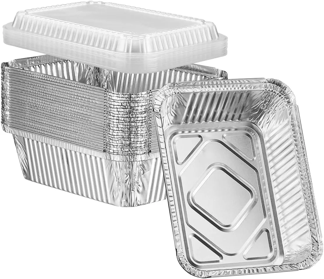 Comfy Package [25 Count 5 lb capacity, Disposable Aluminum Foil Pans with Lids, 6x9 Disposable Takeout Pans with Clear Plastic Dome Lids, Great For Baking, Cooking, Storage, and Freezing