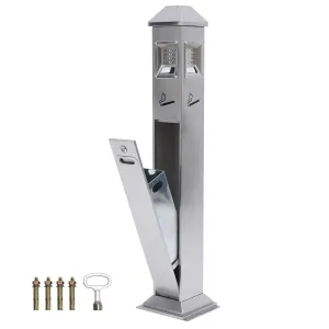 Commercial Stainless Steel Trash Can Outdoor Garbage Can with Removable Inner Bucket, All-Metal Construction, Trash Bin Suit for Patio Hotel Street Office Porch