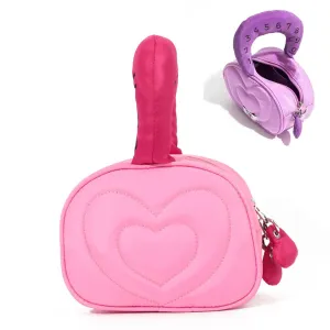 Contrast Color Love Makeup Bag Love Handbag Women's Large Capacity Makeup Bag Cute Fashion Casual Bag (Pink)