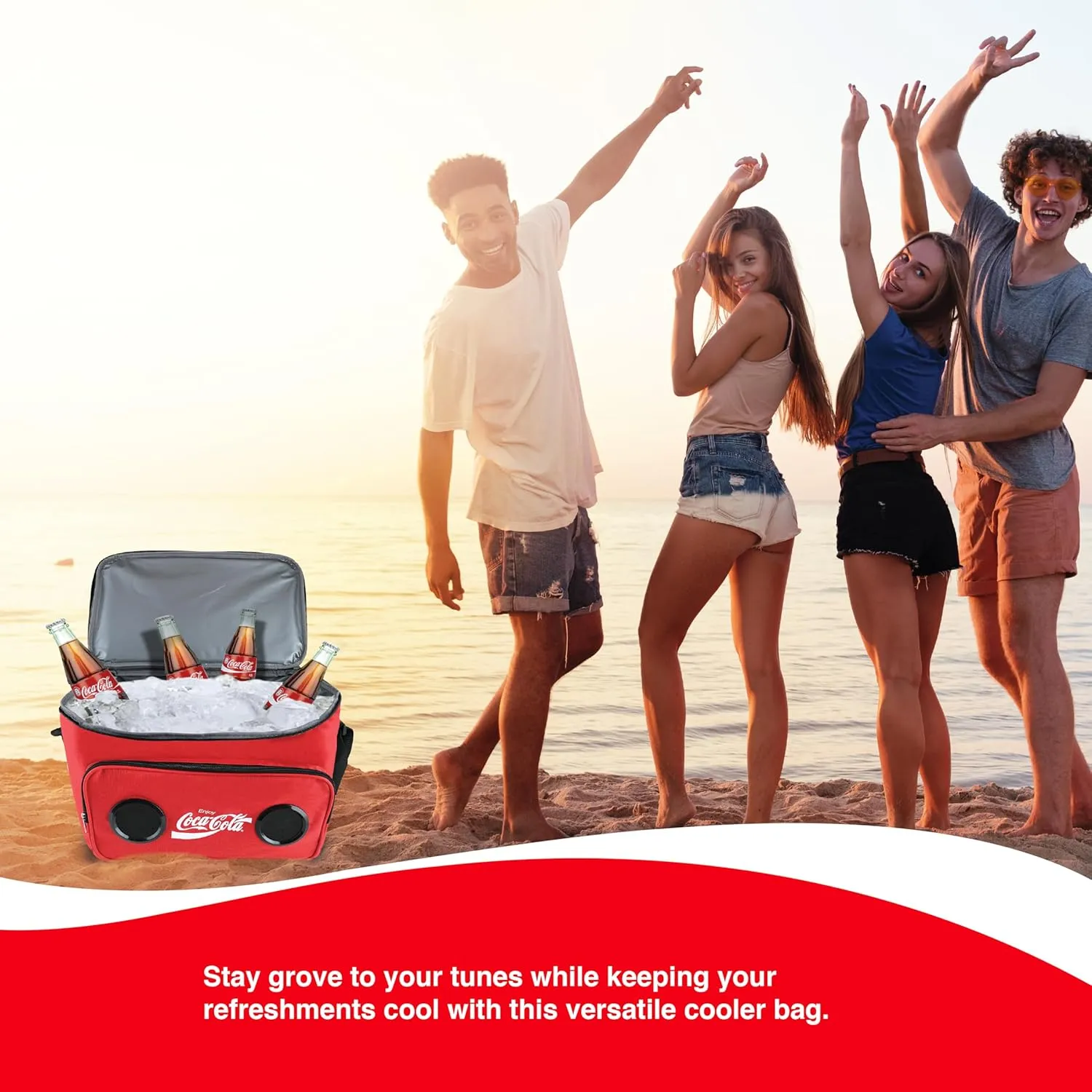 Cooler Bag with Built-in Bluetooth Stereo Speakers, Multi-Zipped Pockets, 24 Can Capacity, Adjustable Shoulder Strap, 12 Hours of Insulated Cooling and Freshness, for Camping, Fishing, Beach