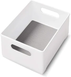 Copco 10-Inch White Cabinet Storage Bin with Built-In Handles and Nonskid Liner - Ideal for Organizing Kitchen, Pantry, Closet Items - High Walls for Larger and Taller Items