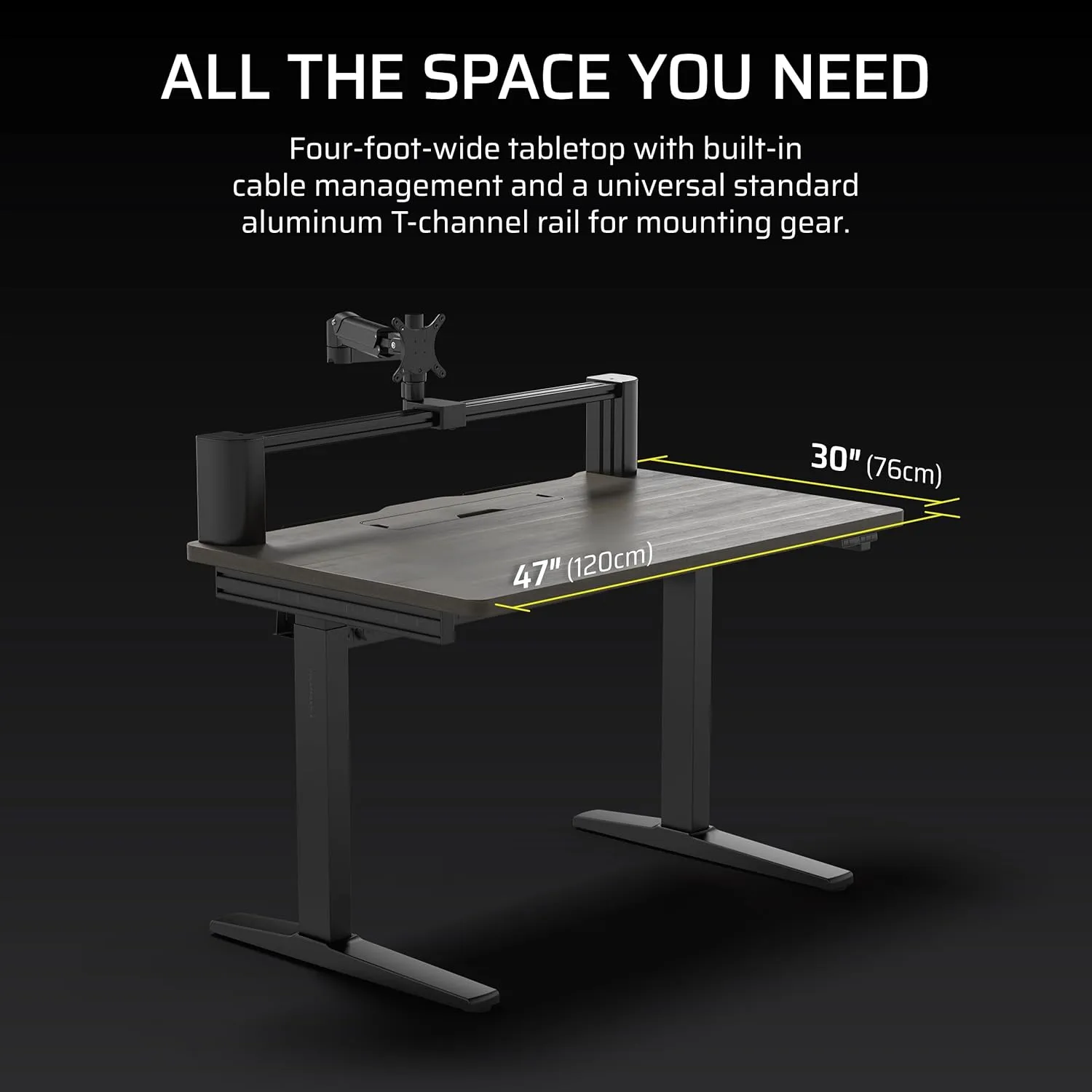 Corsair Platform:4 Elevate – 47 x 30 Inches, Adjustable Height, Electric Standing Computer Home Office Gaming Desk, Memory Presets, Cable Management, USB Ports, Monitor Arm Included –Dark Walnut Stain
