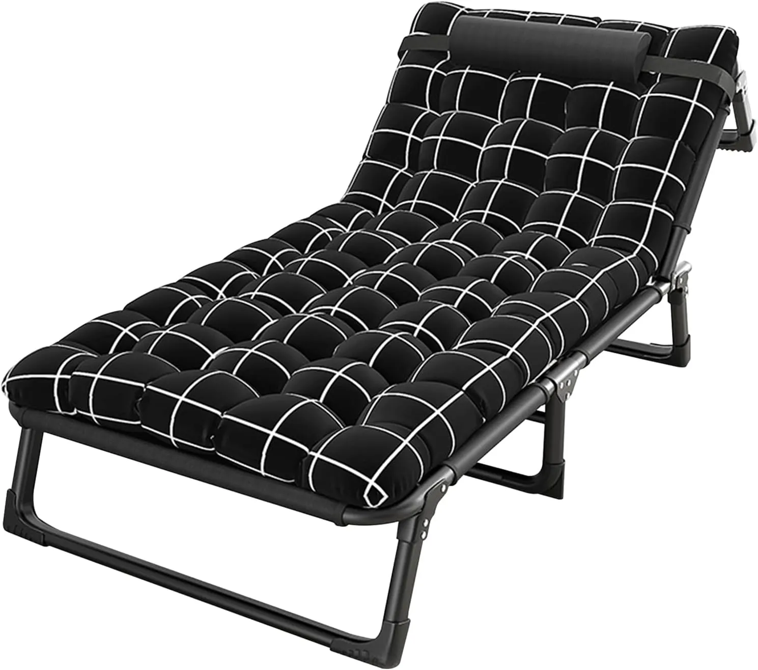 Cot Camping, Ergonomic Folding Camping Cot with Pillow and Mattress for Adults, Adjustable Recline for Relaxation, Ideal for Camping and Home Use