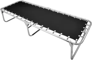 Cot Lounger Camping Portable Small Space Foldable Galvanised Heavy Duty Tarpaulin Black