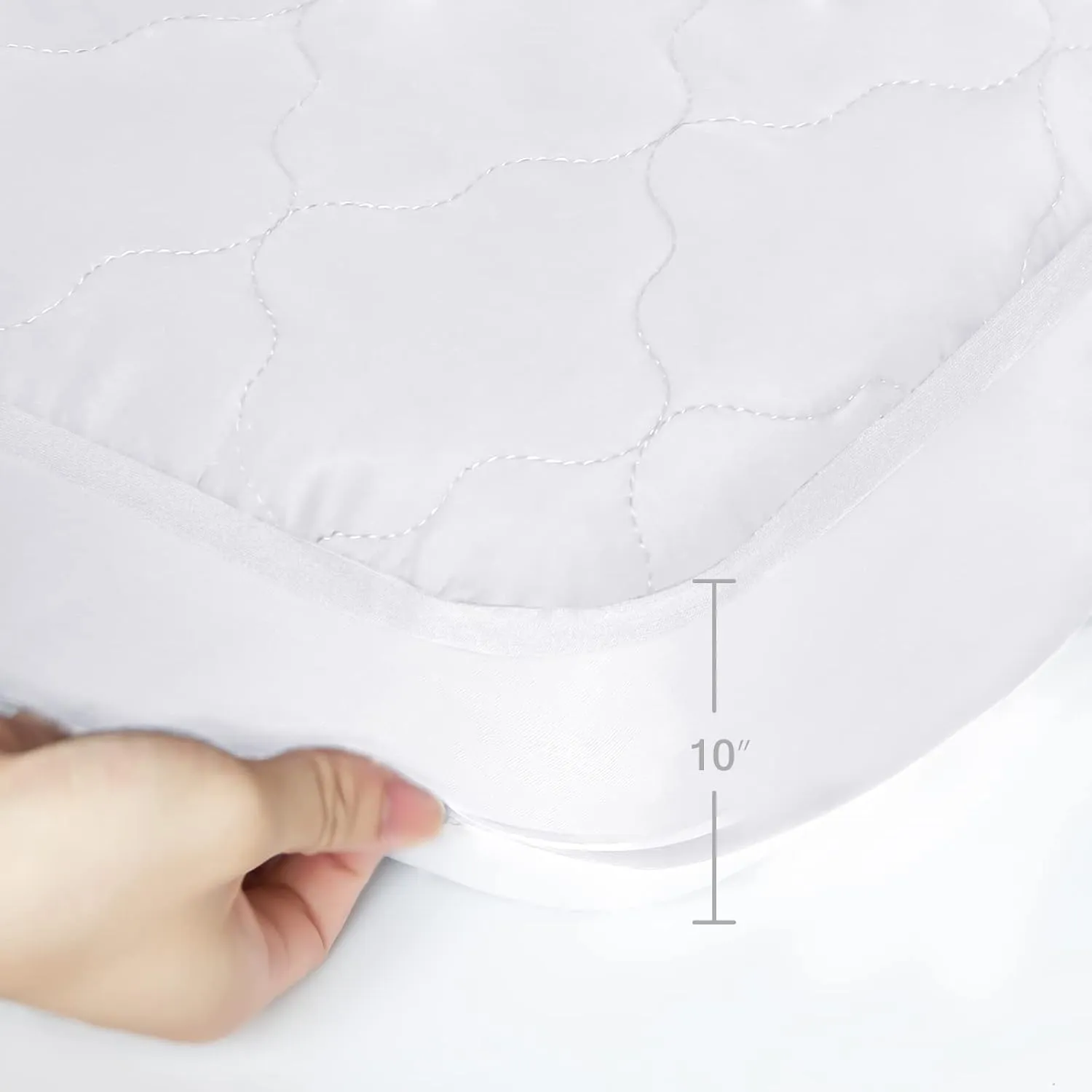 Cot Mattress Pad Protector Waterproof, Quilted Cot Size Mattress Cover 30" X 75" X 10" Fitted for Narrow Twin/Camp Bunk/Rvs Bunk/Guest Beds, Deep Pocket Mattress Topper, White (Cover Only)