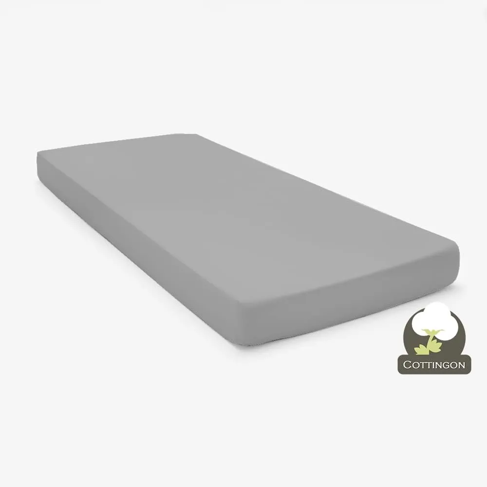 Cot Sheet and Pillow Case 4 Piece Set - 1 cot Fitted Sheet 33" x 75", 1 cot Flat Sheet 64"x 94", 2 Pillow Cases 20"x 30" Perfect for Folding Guest Bed Frame,Rollaway Beds (Light Grey Solid)