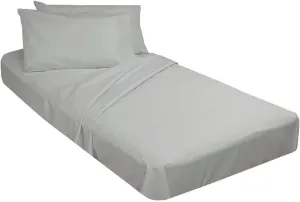 Cot Sheet and Pillow Case 4 Piece Set - 1 cot Fitted Sheet 33" x 75", 1 cot Flat Sheet 64"x 94", 2 Pillow Cases 20"x 30" Perfect for Folding Guest Bed Frame,Rollaway Beds (Light Grey Solid)