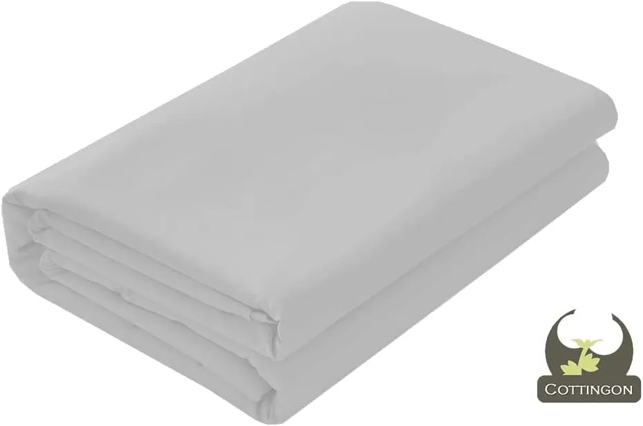 Cot Sheet and Pillow Case 4 Piece Set - 1 cot Fitted Sheet 33" x 75", 1 cot Flat Sheet 64"x 94", 2 Pillow Cases 20"x 30" Perfect for Folding Guest Bed Frame,Rollaway Beds (Light Grey Solid)