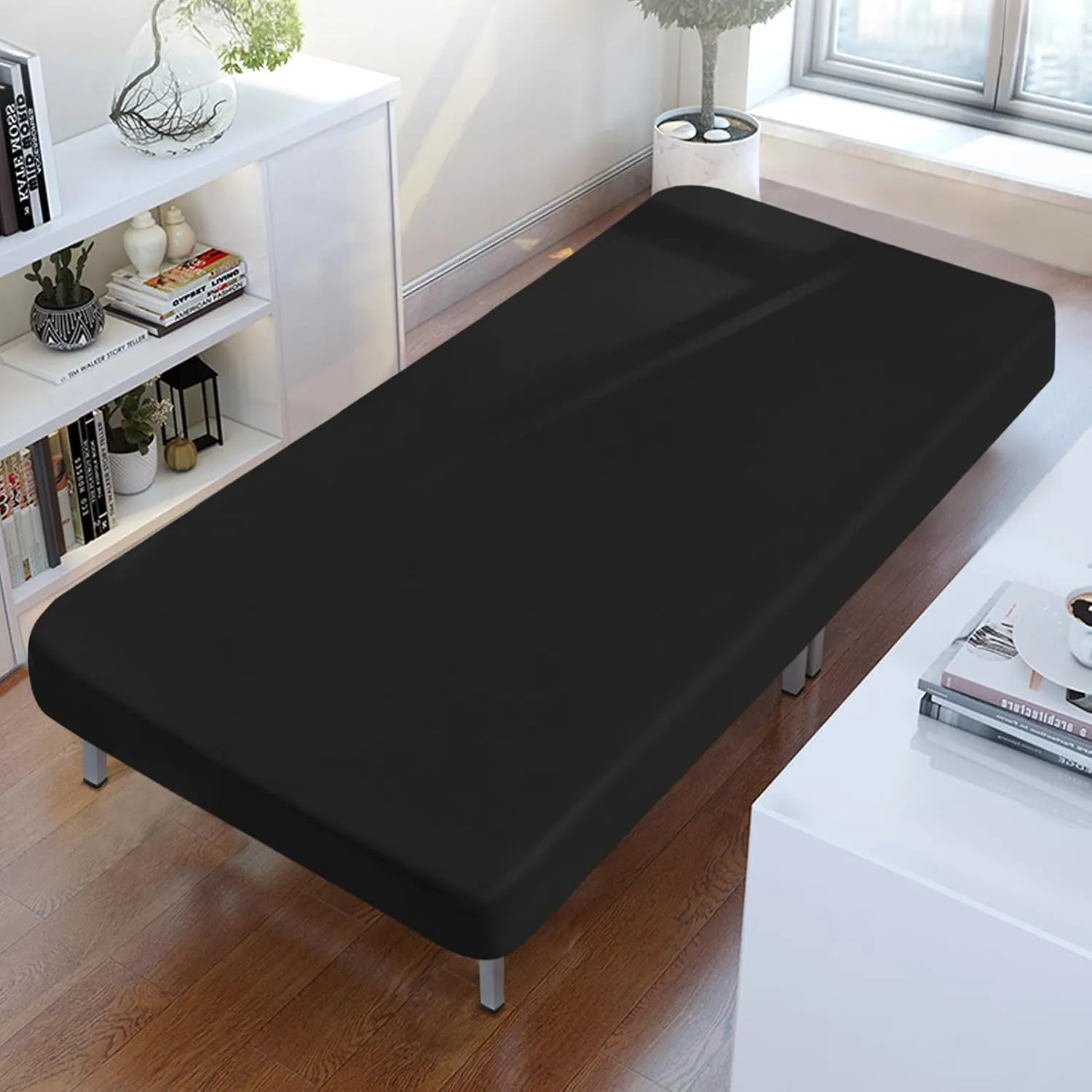 Cot Sheets 31" x 75", 2 Pack Cot Size Sheet Fitted with Narrow Twin/Camp Bunk/Rvs Bunk/Guest Beds/Army Cots/Trifold Mattress, Super Soft Breathable Microfiber Bed Cover, Bottom Sheet, Black