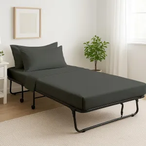 Cottingon 4 Pc Cot Sheets 28"x75" Set, 100% Egyptian Cotton, Perfect for Rollaway Beds, Narrow Twin, Camping, Cot Size, Rv Bunk, Guest Bed Replacement 7" Deep Mattress, Dark Grey Solid