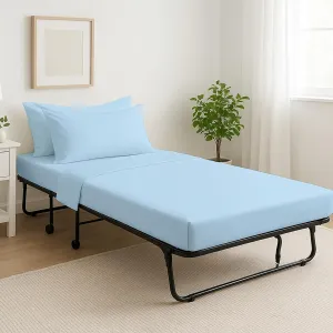 Cottingon 4 Pc Cot Sheets 28"x75" Set, 100% Egyptian Cotton, Perfect for Rollaway Beds, Narrow Twin, Camping, Cot Size, Rv Bunk, Guest Bed Replacement 7" Deep Mattress, Light Blue Solid