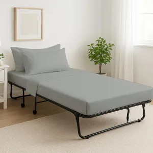 Cottingon 4 Pc Cot Sheets 28"x75" Set, 100% Egyptian Cotton, Perfect for Rollaway Beds, Narrow Twin, Camping, Cot Size, Rv Bunk, Guest Bed Replacement 7" Deep Mattress, Light Grey Solid