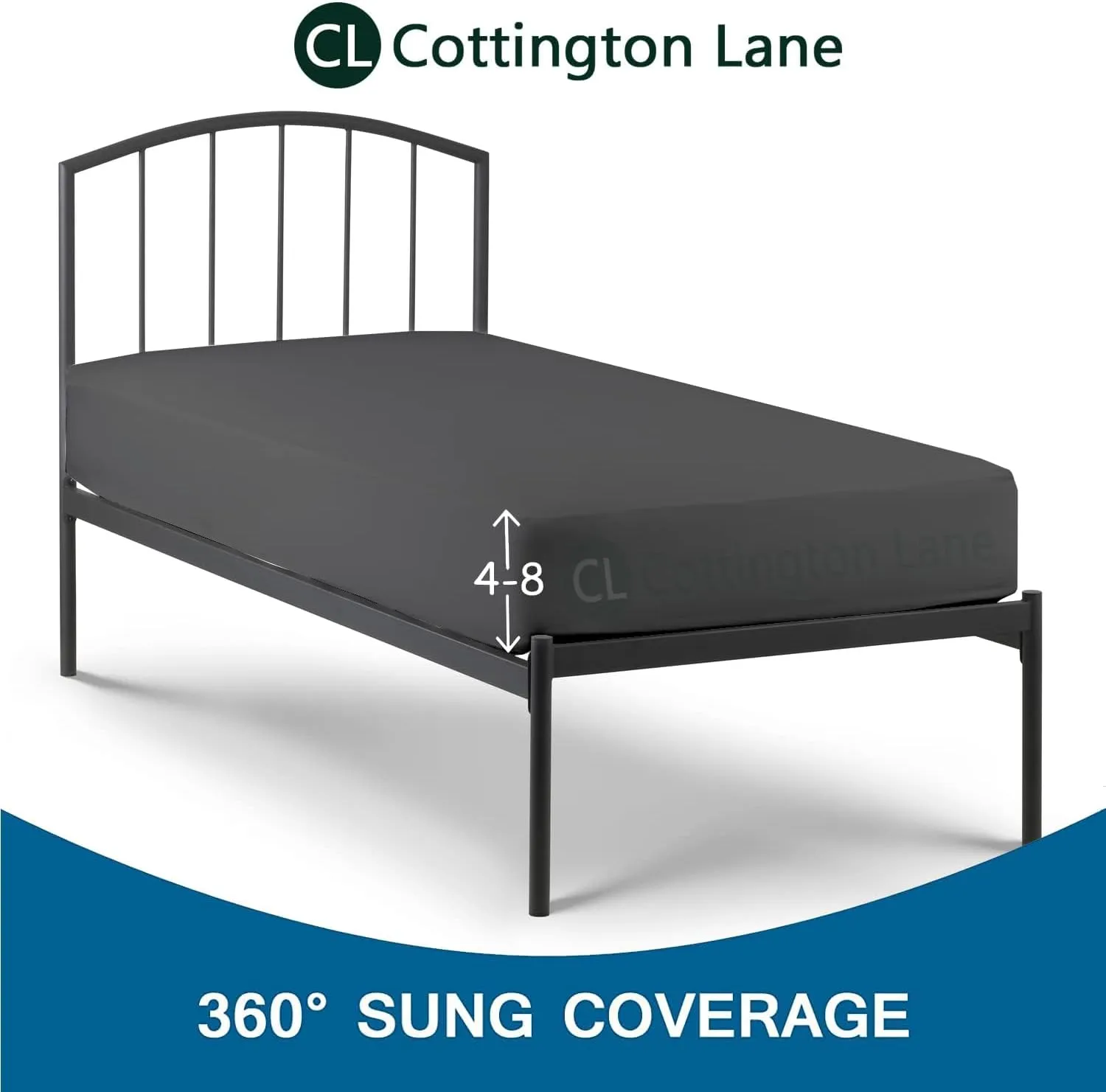 Cottington Lane 4 Piece Cot Sheets Set 30" X 75" with 8 Inch Deep Pocket Dark Grey Solid, 100% Egyptian Cotton Cot Sheets, Perfect for Narrow Twin, Camp Bunk,Trifold Mattress, Guest Bed Replacement