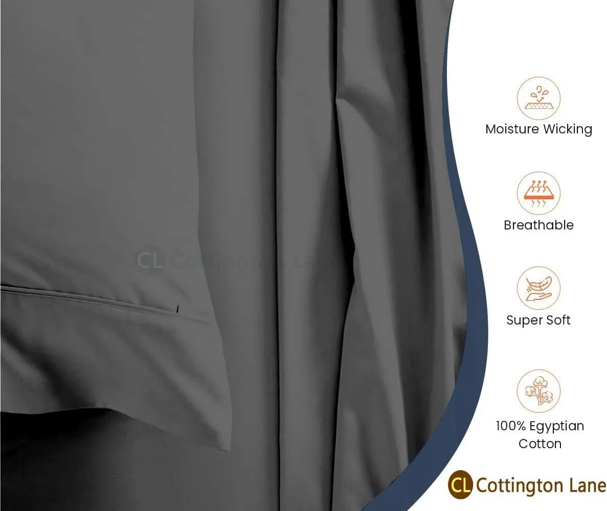 Cottington Lane 4 Piece Cot Sheets Set 30" X 75" with 8 Inch Deep Pocket Dark Grey Solid, 100% Egyptian Cotton Cot Sheets, Perfect for Narrow Twin, Camp Bunk,Trifold Mattress, Guest Bed Replacement