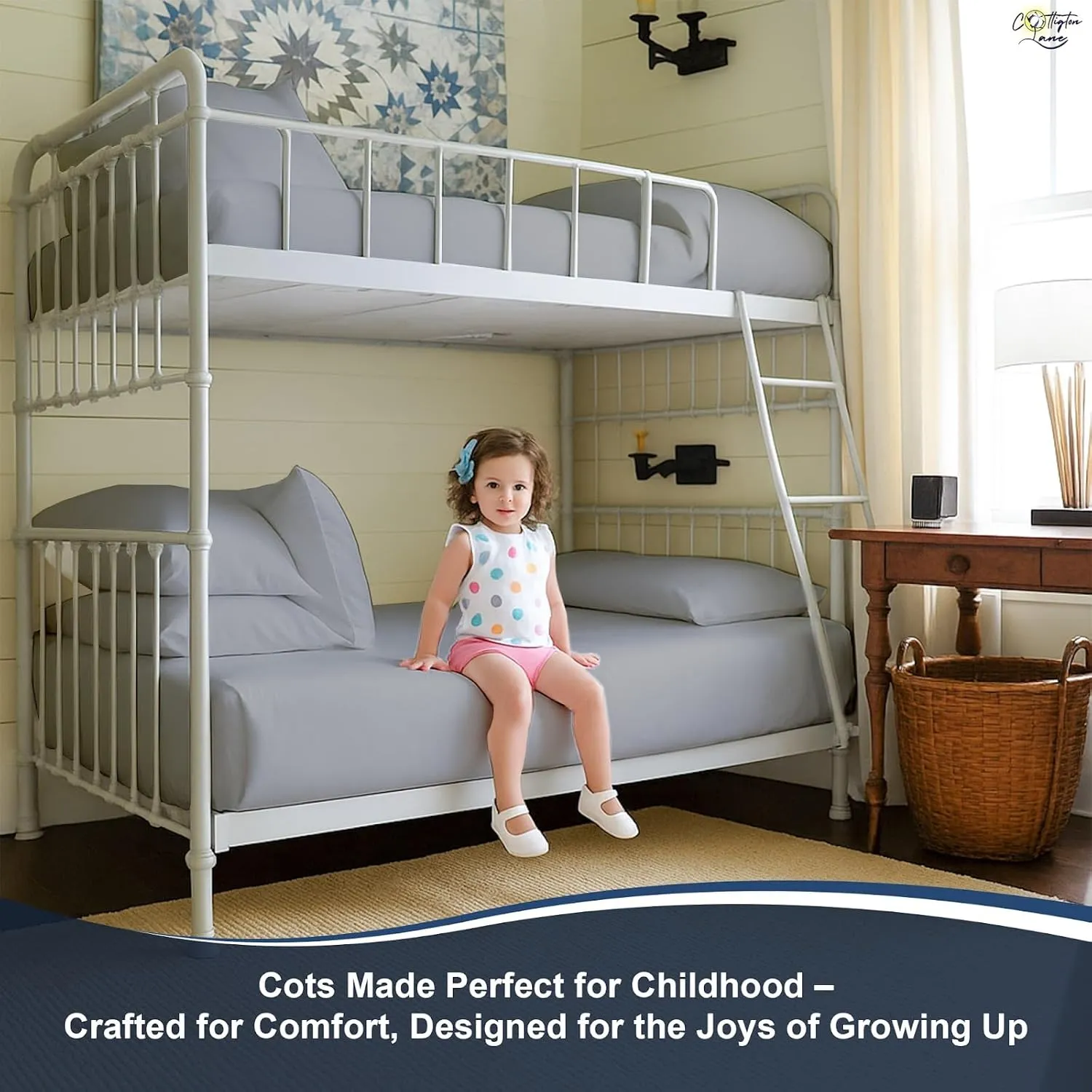 Cottington Lane 4 Piece Cot Sheets Set 30" X 75" with 8 Inch Deep Pocket Light Grey Solid, 100% Egyptian Cotton Cot Sheets, Perfect for Narrow Twin, Camp Bunk,Trifold Mattress, Guest Bed Replacement