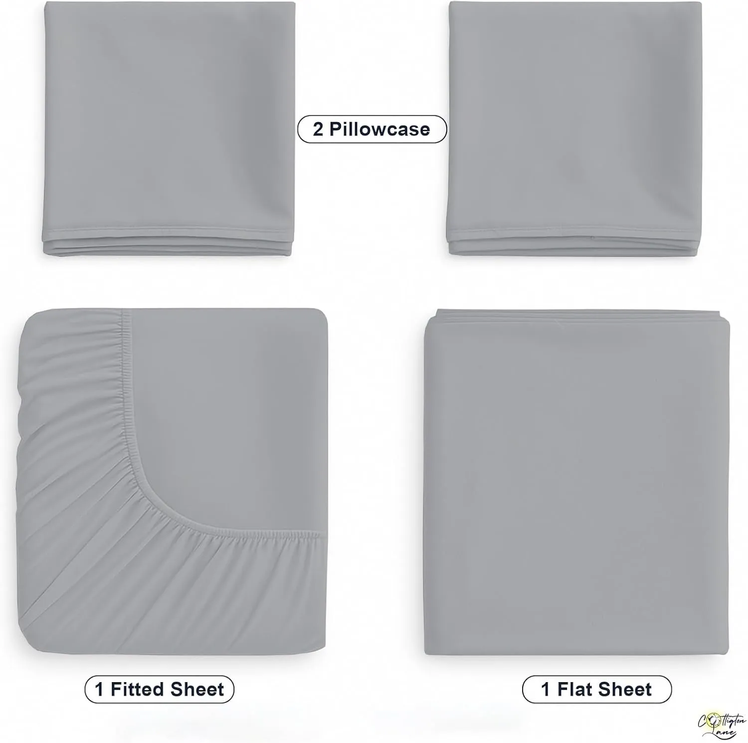 Cottington Lane 4 Piece Cot Sheets Set 30" X 75" with 8 Inch Deep Pocket Light Grey Solid, 100% Egyptian Cotton Cot Sheets, Perfect for Narrow Twin, Camp Bunk,Trifold Mattress, Guest Bed Replacement