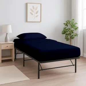 Cottington Lane 4 Piece Cot Sheets Set 30" X 75" with 8 Inch Deep Pocket Navy Blue Solid, 100% Egyptian Cotton Cot Sheets, Perfect for Narrow Twin, Camp Bunk,Trifold Mattress, Guest Bed Replacement