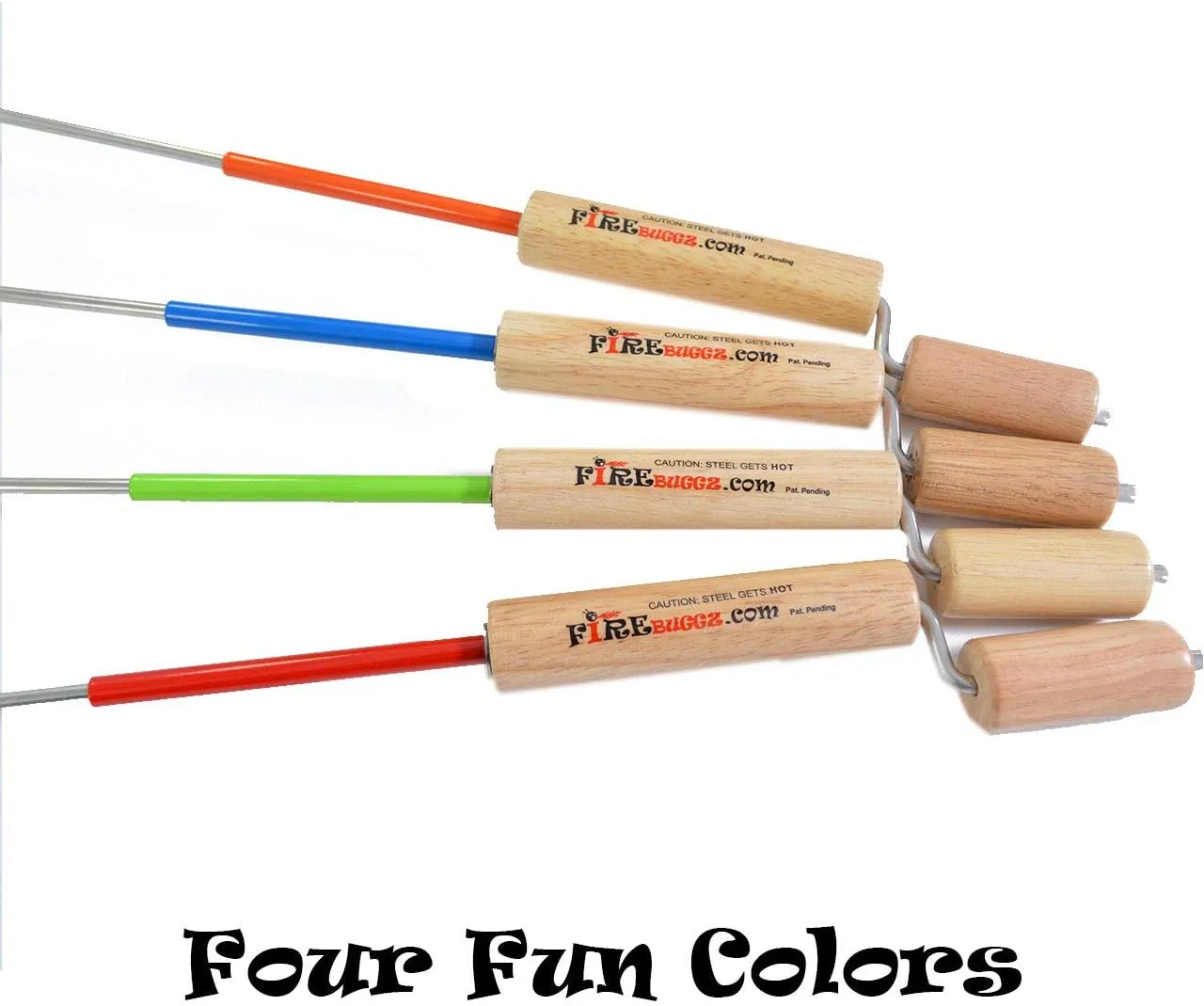 Crank-Eez Marshmallow Roasting Stick With Crank, Great Smore's Campfire Roaster For Family Fun Camp Cooking, Set of 4