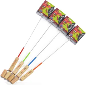 Crank-Eez Marshmallow Roasting Stick With Crank, Great Smore's Campfire Roaster For Family Fun Camp Cooking, Set of 4