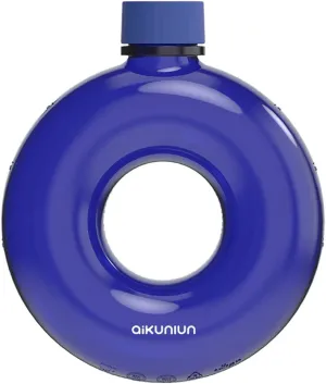 Creative Sports Water Bottle 800ml/27oz, QQ Donut Shape Cold and Hot Water Bottle, BPA Free Tritan Leakproof Water Jug, Office, Gym, Outdoor Sports Water Bottles (Blue)