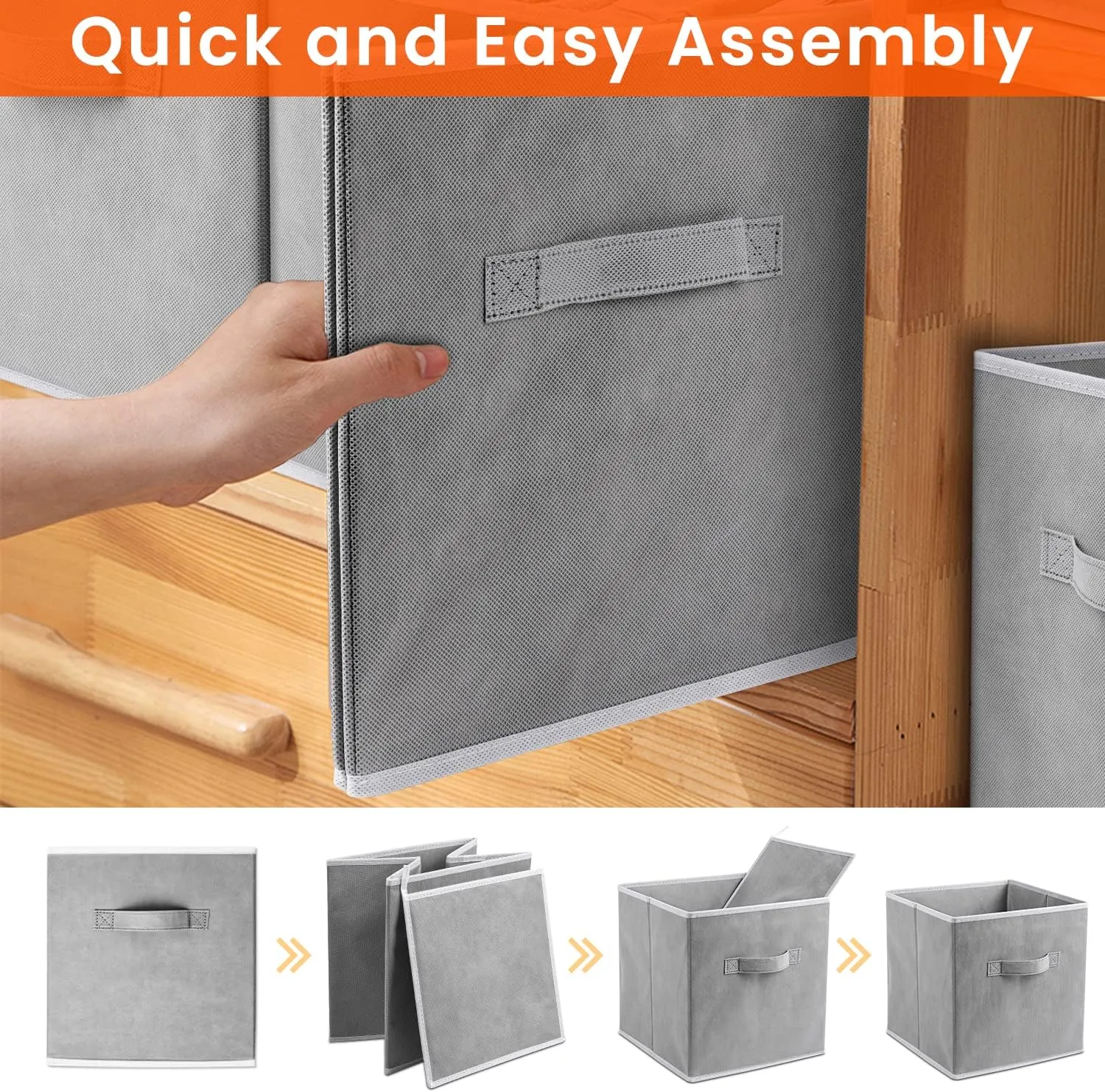 Criusia Storage Cubes - 11 Inch Heavy Duty Fabric Storage Bins for Shelves Closet, Cube Organizer - 8 Pack Collapsible Cube Storage Bins Baskets for Organizing Clothes Blankets Toys (Grey)