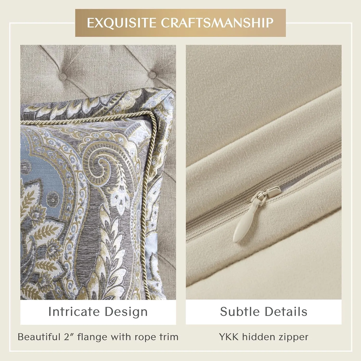 Croscill Queen Comforter Set, Luxe Chenille Jacquard Damask, Soft Microfiber Twill Comforter for a Queen-Size Bed, Oversized Comforter Queen Bedding, 2 Shams & Bedskirt, Julius, Blue/Grey 4 Piece
