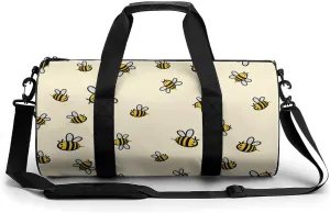 Cute Bee Pattern Large Capacity Cylindrical Fitness Bag, Hand-held Fitness Bag