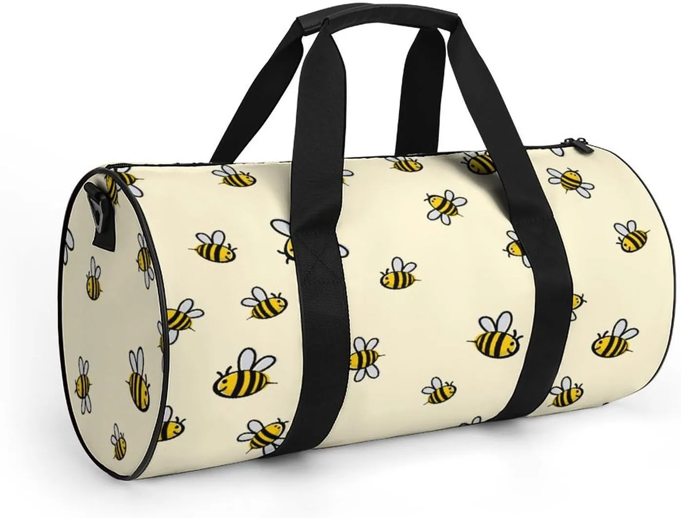 Cute Bee Pattern Large Capacity Cylindrical Fitness Bag, Hand-held Fitness Bag