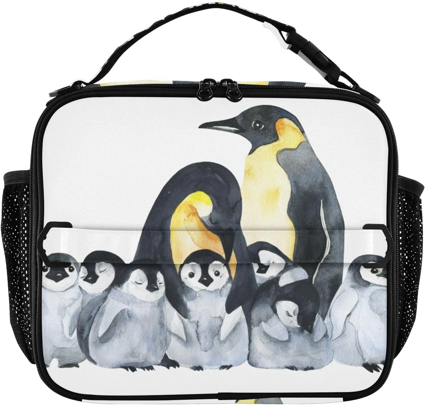 Cute Emperor Penguins Lunch Box Mother Day Father Meal Tote Kids Lunch Bag Insulated Reusable Cooler Soft Shoulder Bag Mini Cooling Back to School