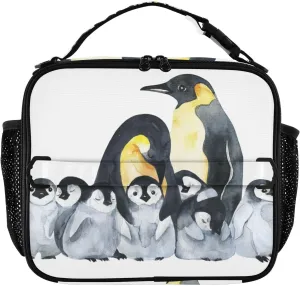 Cute Emperor Penguins Lunch Box Mother Day Father Meal Tote Kids Lunch Bag Insulated Reusable Cooler Soft Shoulder Bag Mini Cooling Back to School