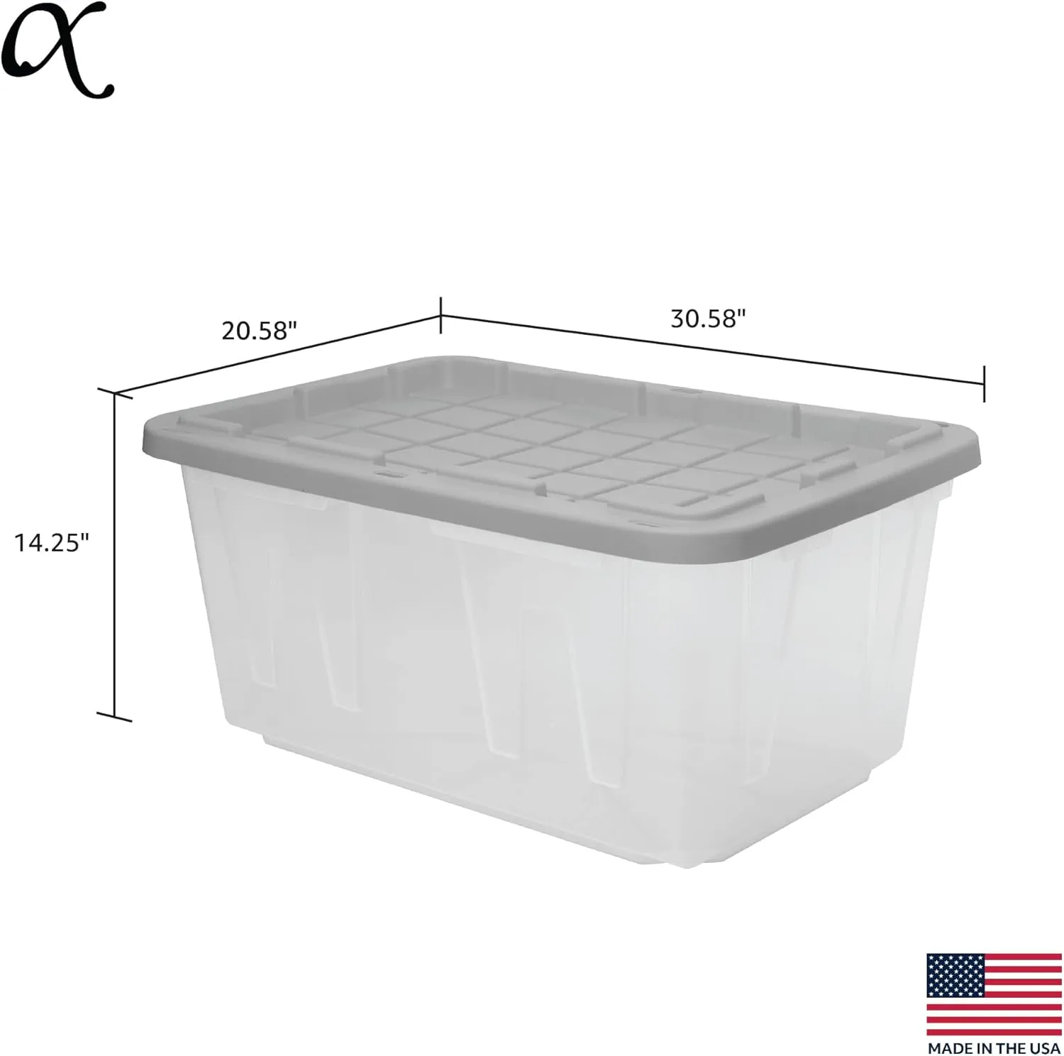 CX BLACK & YELLOW®, 27-Gallon Heavy Duty Clear Storage Container & Snap-Tight Lid, Clear & Grey (14.3”H x 20.6”W x 30.6”D), Weather-Resistant, Stackable, See-Through Organization Tote [4 Pack]