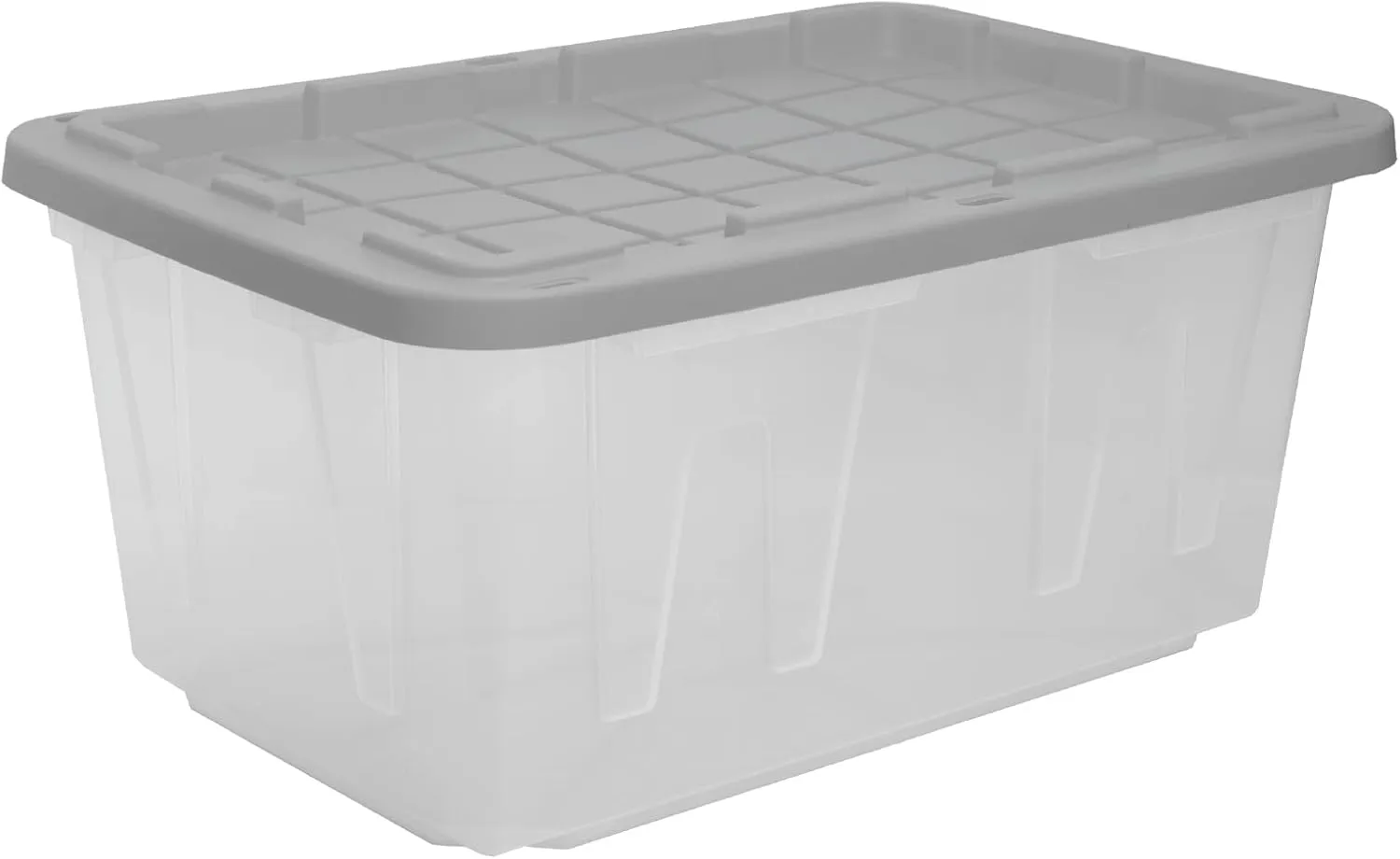 CX BLACK & YELLOW®, 27-Gallon Heavy Duty Clear Storage Container & Snap-Tight Lid, Clear & Grey (14.3”H x 20.6”W x 30.6”D), Weather-Resistant, Stackable, See-Through Organization Tote [4 Pack]